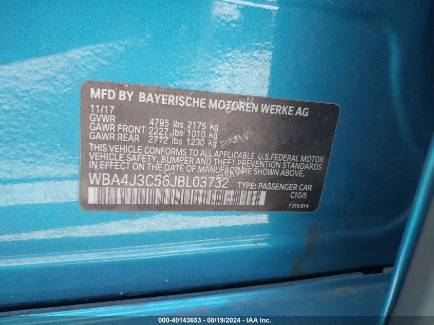 2018 BMW 430I GRAN COUPE XDRIVE - WBA4J3C56JBL03732