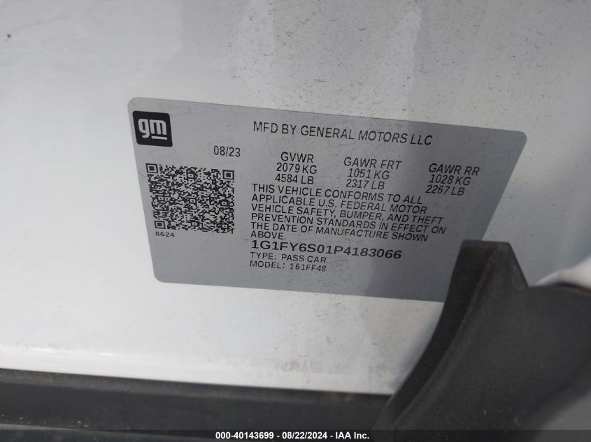 2023 Chevrolet Bolt Euv Fwd Lt VIN: 1G1FY6S01P4183066 Lot: 40143699