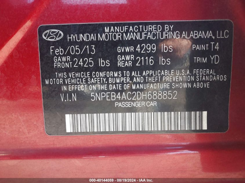 2013 HYUNDAI SONATA GLS - 5NPEB4AC2DH688852