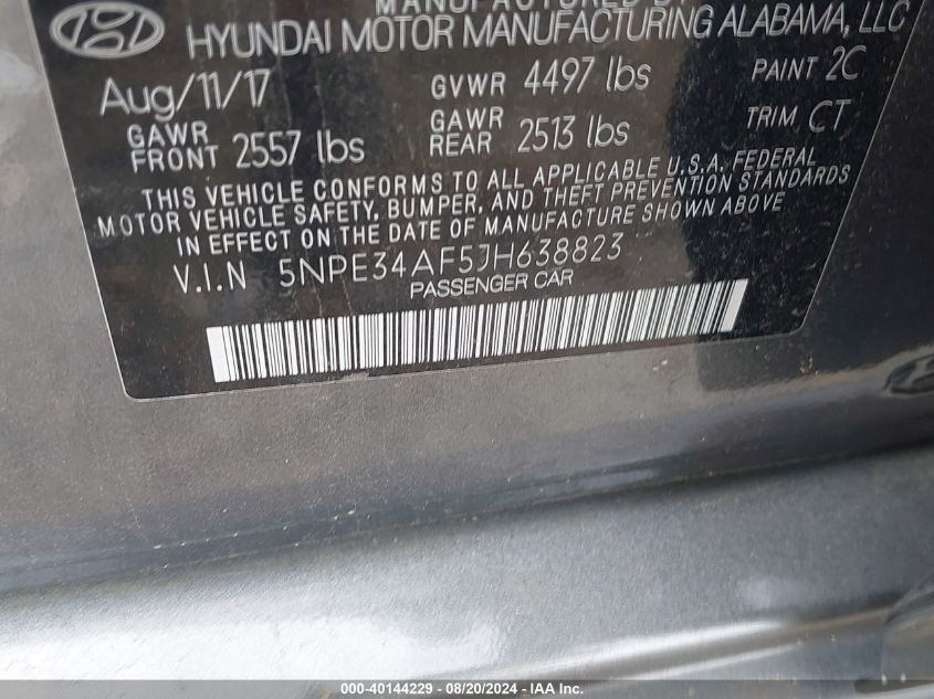 2018 HYUNDAI SONATA SEL - 5NPE34AF5JH638823