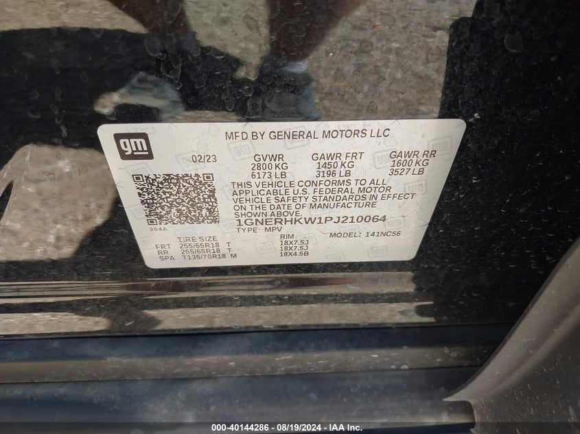 2023 Chevrolet Traverse Fwd Lt Leather VIN: 1GNERHKW1PJ210064 Lot: 40144286