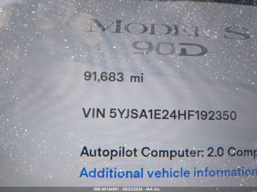 5YJSA1E24HF192350 2017 Tesla Model S