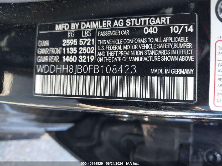 2015 Mercedes-Benz E 350 4Matic VIN: WDDHH8JB0FB108423 Lot: 40144829