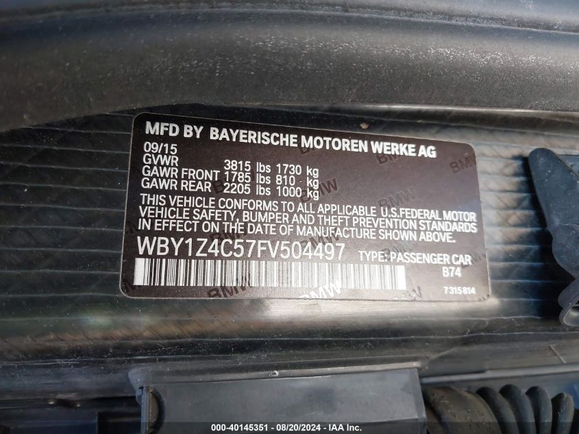 WBY1Z4C57FV504497 2015 BMW I3 Base W/Range Extender