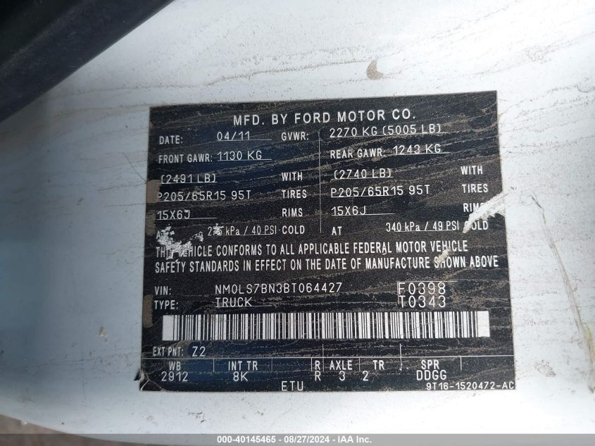 NM0LS7BN3BT064427 2011 Ford Transit Connect Xlt