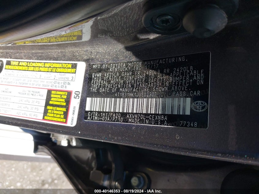 2018 TOYOTA CAMRY HYBRID LE - 4T1B31HK1JU502307