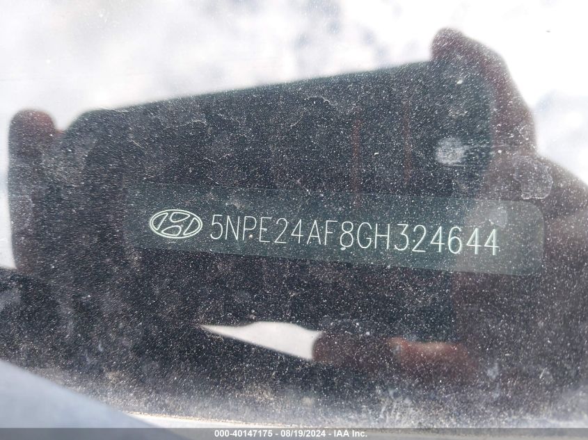 2016 Hyundai Sonata Se VIN: 5NPE24AF8GH324644 Lot: 40147175
