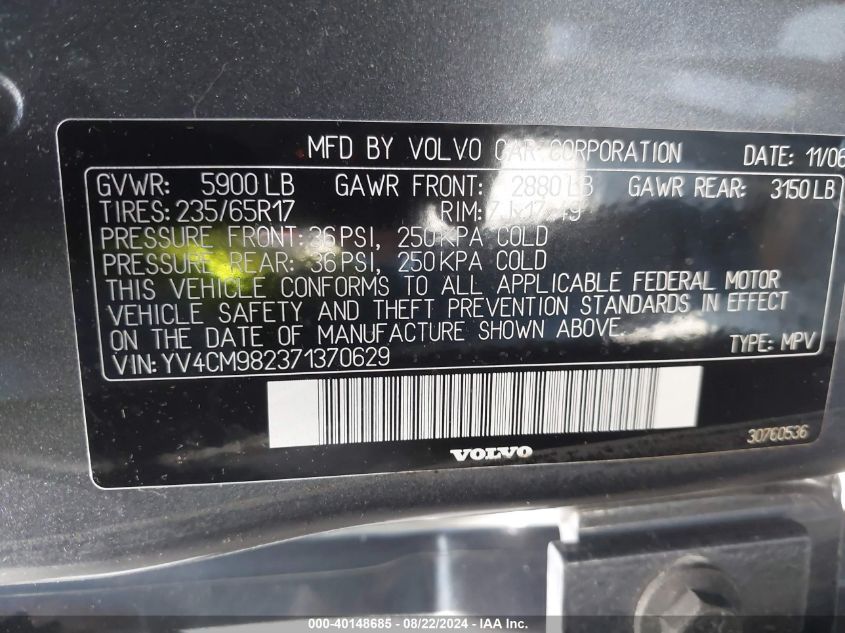 YV4CM982371370629 2007 Volvo Xc90 3.2