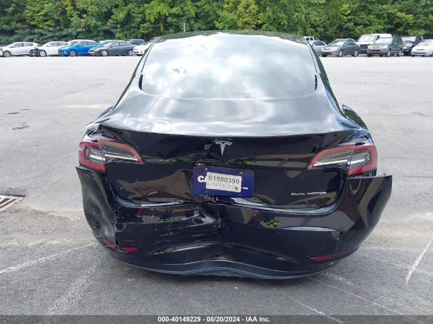 2022 Tesla Model 3 Long Range Dual Motor All-Wheel Drive VIN: 5YJ3E1EB6NF183668 Lot: 40149229