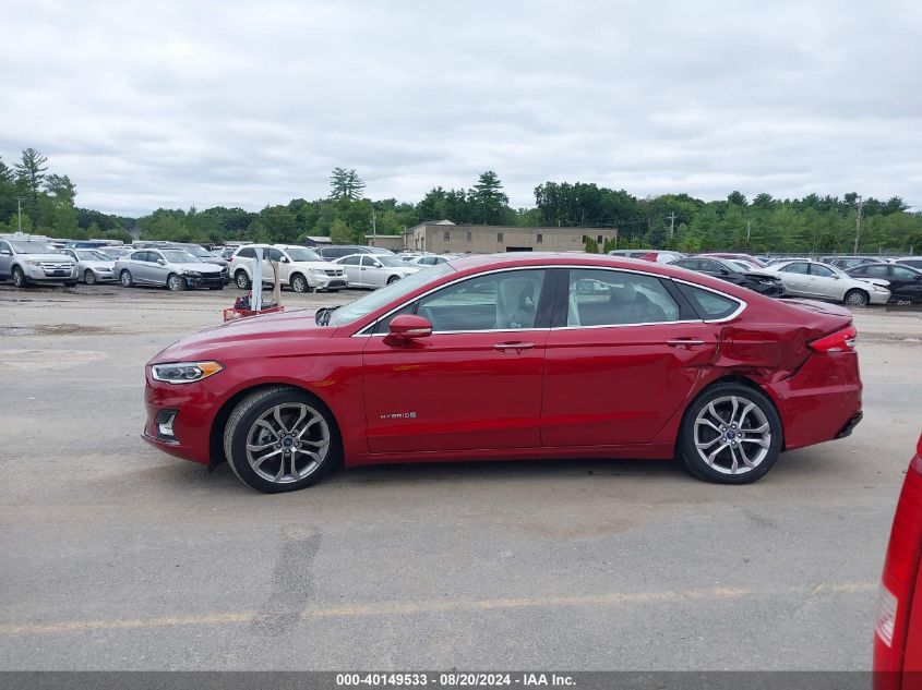 2019 Ford Fusion Hybrid Titanium VIN: 3FA6P0RU7KR157156 Lot: 40149533