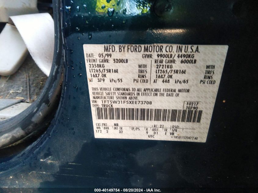 1FTSW31F5XEE73708 1999 Ford F-350 Lariat/Xl/Xlt