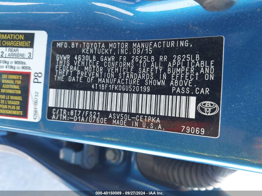 4T1BF1FK0GU520199 2016 Toyota Camry Se