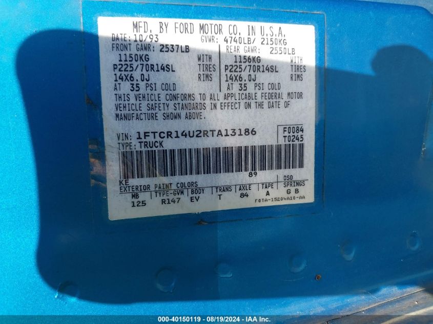 1FTCR14U2RTA13186 1994 Ford Ranger Super Cab