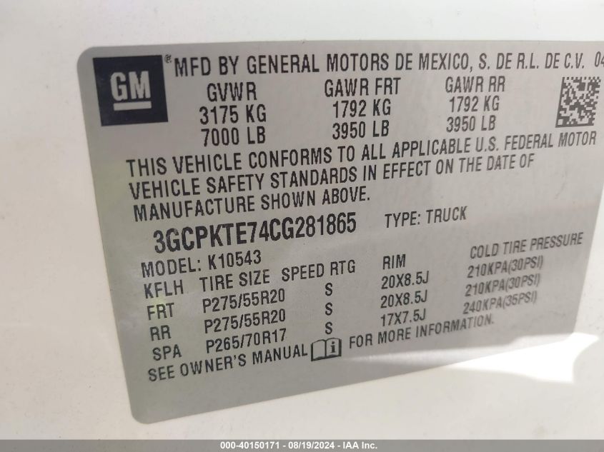 3GCPKTE74CG281865 2012 Chevrolet Silverado 1500 Ltz