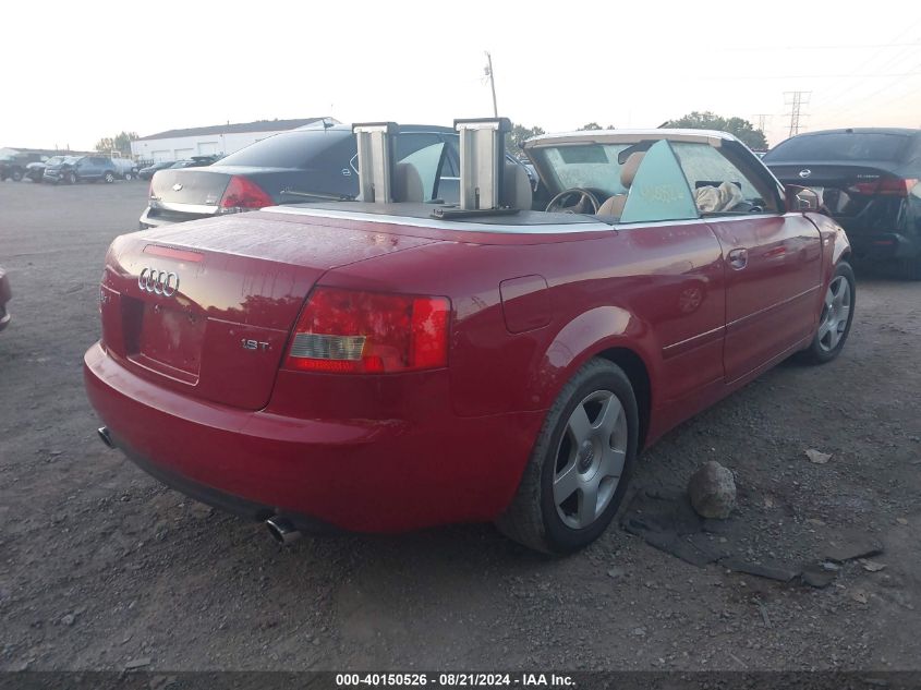 2005 Audi A4 1.8 Cabriolet VIN: WAUAC48HX5K011111 Lot: 40150526