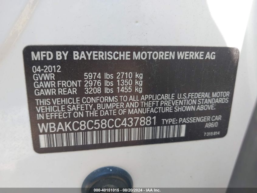 WBAKC8C58CC437881 2012 BMW 750 Lxi