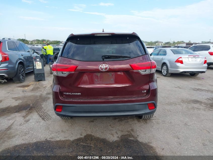 2018 Toyota Highlander Le/Le Plus VIN: 5TDZZRFH7JS278164 Lot: 40151296