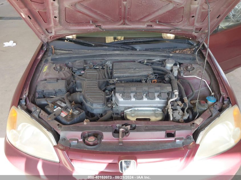 2003 Honda Civic Lx VIN: 2HGES15513H596280 Lot: 40152073