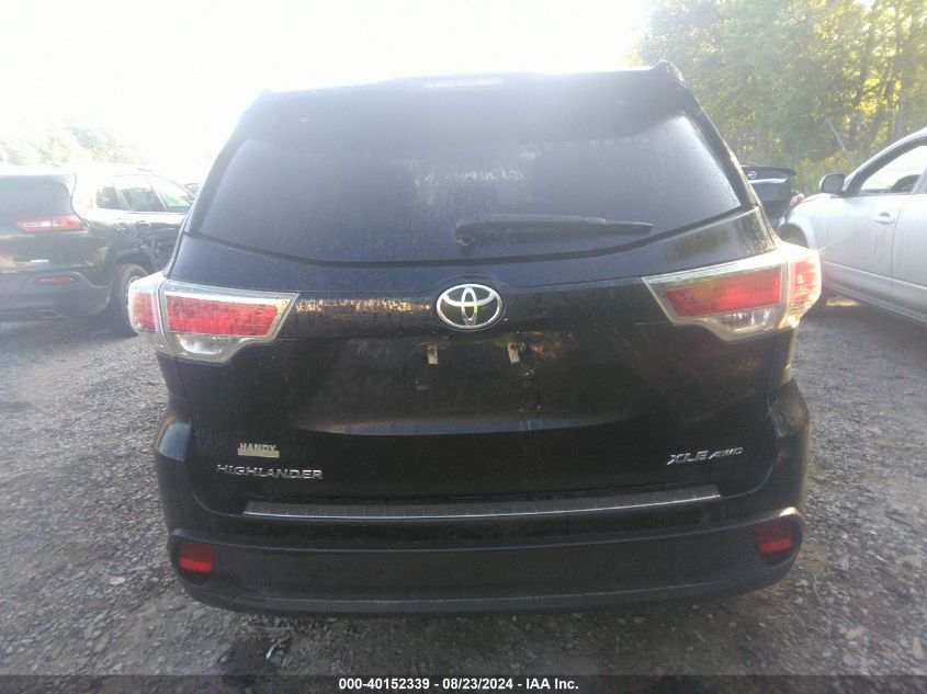 2016 Toyota Highlander Xle V6 VIN: 5TDJKRFH2GS502449 Lot: 40152339