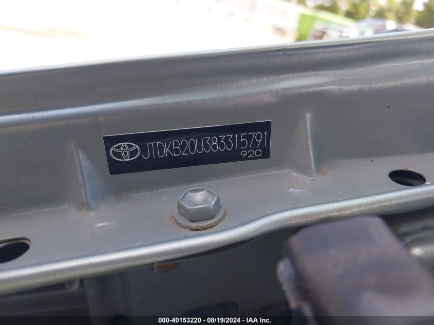 2008 Toyota Prius VIN: JTDKB20U383315791 Lot: 40153220