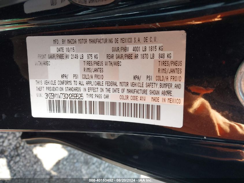 3MZBM1W73GM269525 2016 Mazda 3 Touring