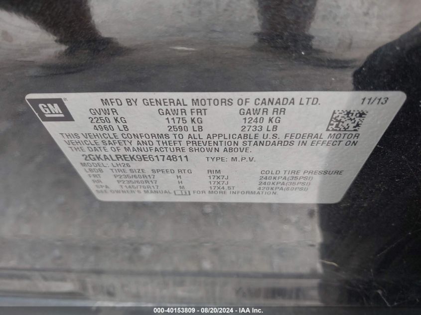 2014 GMC Terrain Sle-2 VIN: 2GKALREK9E6174811 Lot: 40153809