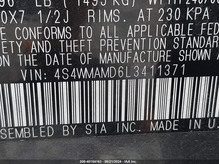 2020 SUBARU ASCENT LIMITED - 4S4WMAMD6L3411371