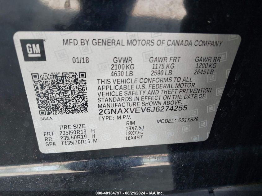 2018 CHEVROLET EQUINOX PREMIER - 2GNAXVEV6J6274255