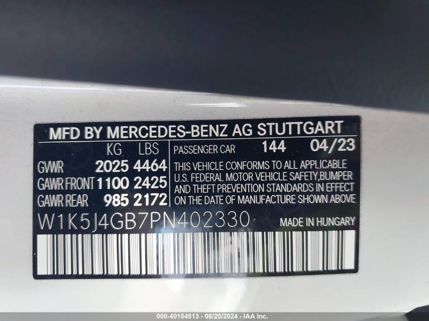 W1K5J4GB7PN402330 2023 Mercedes-Benz Cla 250 Coupe