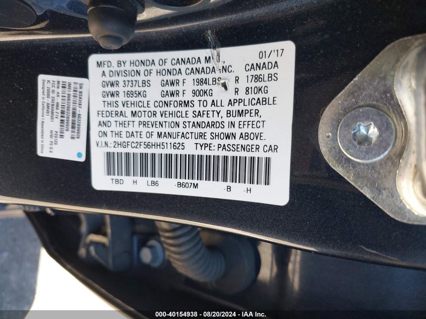 VIN 2HGFC2F56HH511625 2017 HONDA CIVIC LX