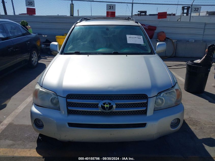 2007 Toyota Highlander Hybrid Limited V6 VIN: JTEDW21AX70017073 Lot: 40155786