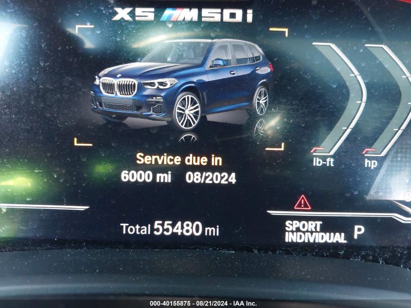 2022 BMW X5 M50I VIN: 5UXJU4C02N9J33601 Lot: 40155875