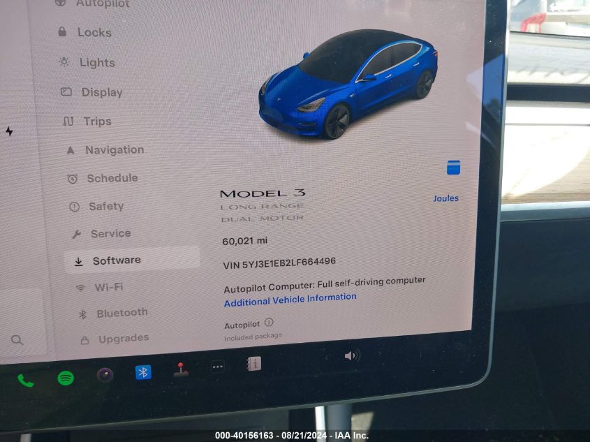 2020 Tesla Model 3 Long Range Dual Motor All-Wheel Drive VIN: 5YJ3E1EB2LF664496 Lot: 40156163