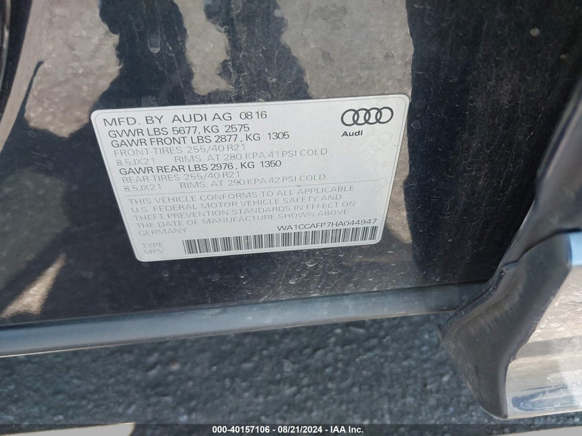 2017 AUDI SQ5 3.0T PREMIUM PLUS - WA1CCAFP7HA044947