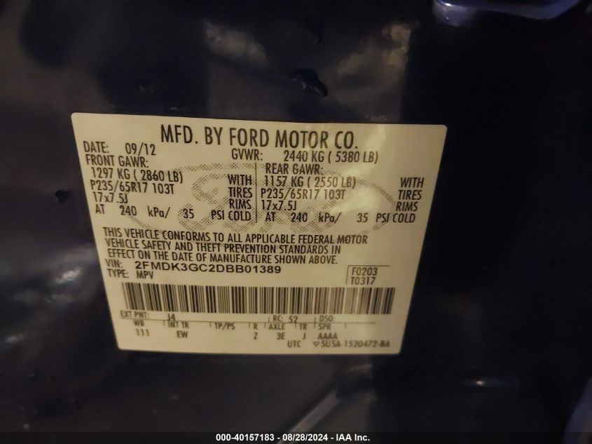 2013 FORD EDGE SE - 2FMDK3GC2DBB01389