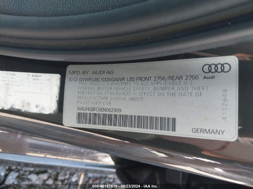 WAUHGBFC6EN062909 2014 Audi A6 3.0T Premium Plus