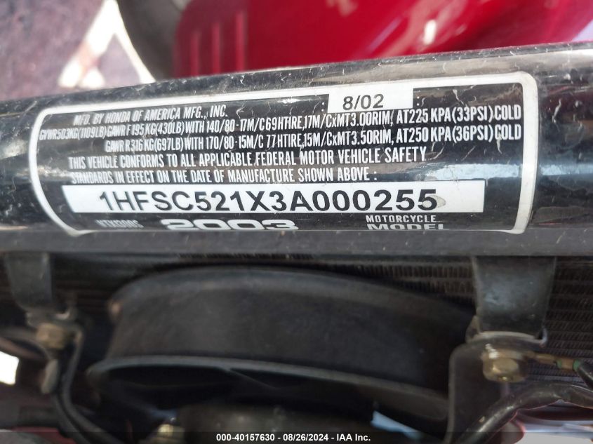 1HFSC521X3A000255 2003 Honda Vt1300 S