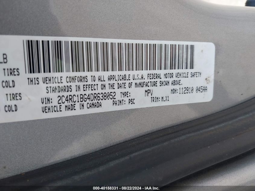 2C4RC1BG4DR638052 2013 Chrysler Town & Country Touring