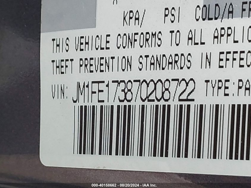 2007 Mazda Rx-8 Touring VIN: JM1FE173870208722 Lot: 40158662