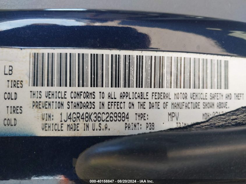 2006 Jeep Grand Cherokee Laredo VIN: 1J4GR48K36C269984 Lot: 40158847