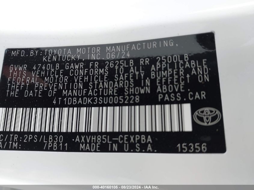 4T1DBADK3SU005228 2025 Toyota Camry Xse