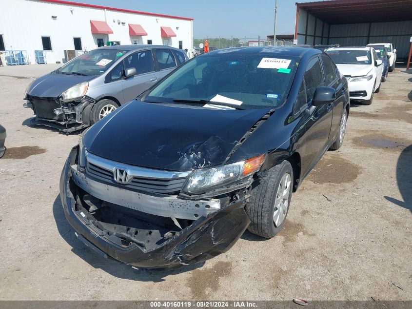 2012 Honda Civic Lx VIN: 2HGFB2F52CH568397 Lot: 40160119