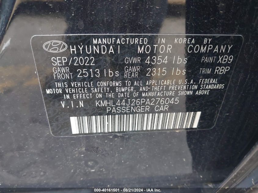 2023 Hyundai Sonata Sel Plus VIN: KMHL44J26PA276045 Lot: 40161501