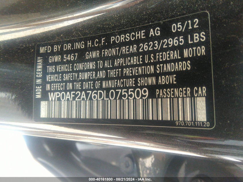 2013 PORSCHE PANAMERA GTS - WP0AF2A76DL075509