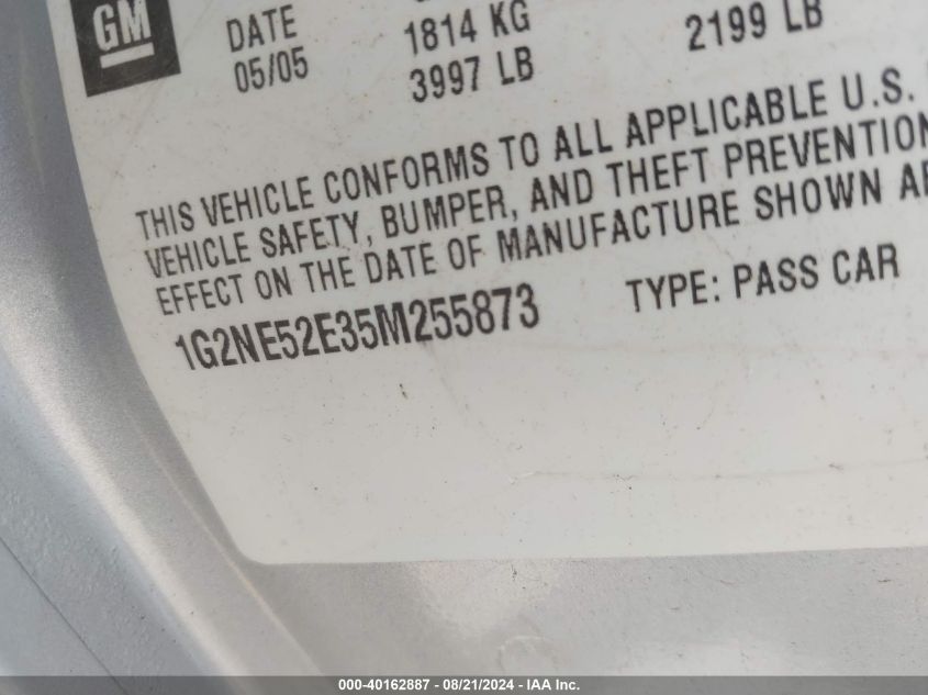 2005 Pontiac Grand Am Se VIN: 1G2NE52E35M255873 Lot: 40162887