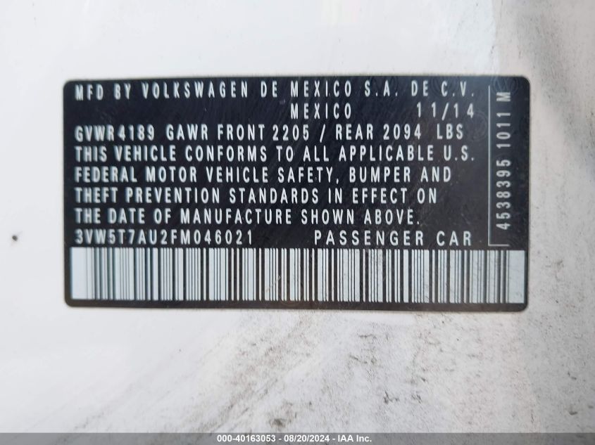 2015 VOLKSWAGEN GOLF GTI 2.0T SE 4-DOOR - 3VW5T7AU2FM046021