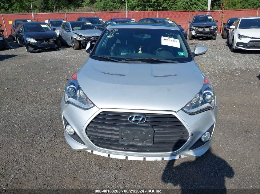 2014 Hyundai Veloster Turbo W/Blue VIN: KMHTC6AE4EU185733 Lot: 40163203