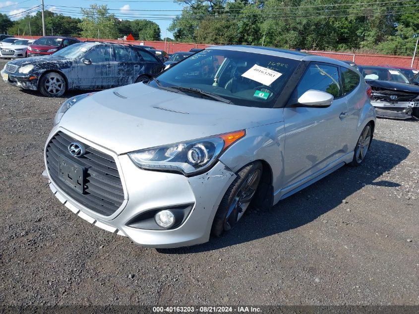 2014 Hyundai Veloster Turbo W/Blue VIN: KMHTC6AE4EU185733 Lot: 40163203