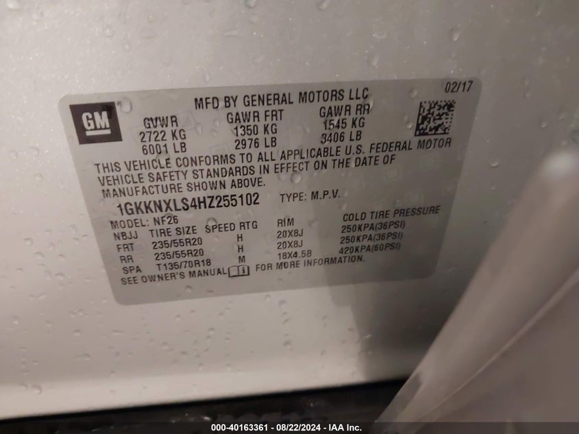 2017 GMC ACADIA DENALI - 1GKKNXLS4HZ255102