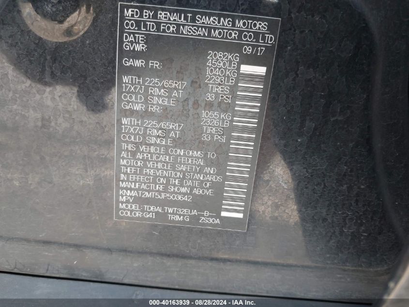 2018 NISSAN ROGUE SV - KNMAT2MT5JP503642